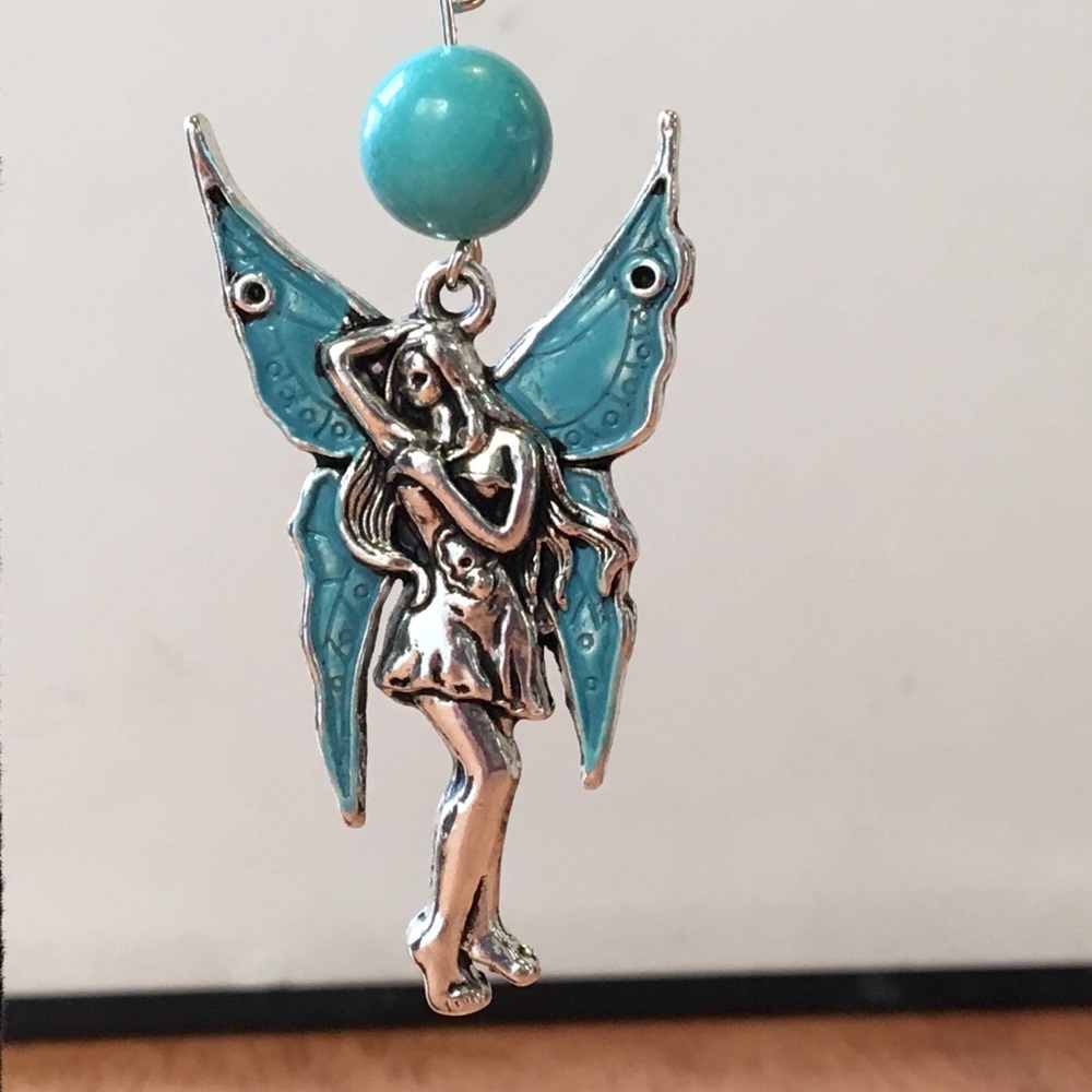 Blue Turquoise Magnesite Fairy Earrings - Picture 8 of 8